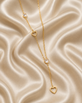 Golden Heart Drop Lariat Necklace