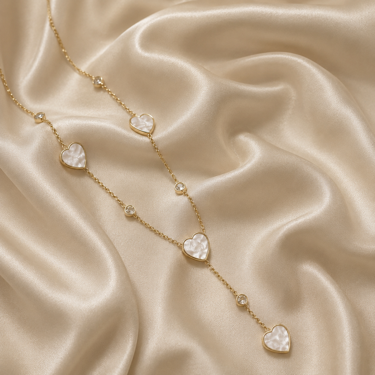 Pearl Heart Lariat Necklace
