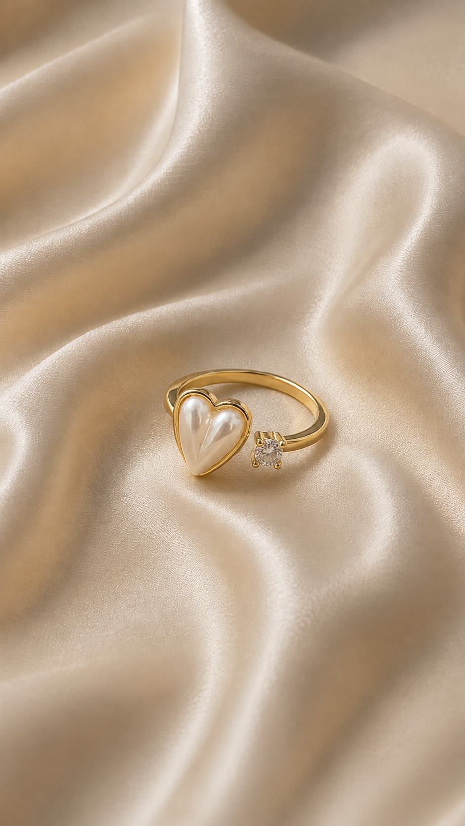 Open Heart Pearl & Crystal Ring