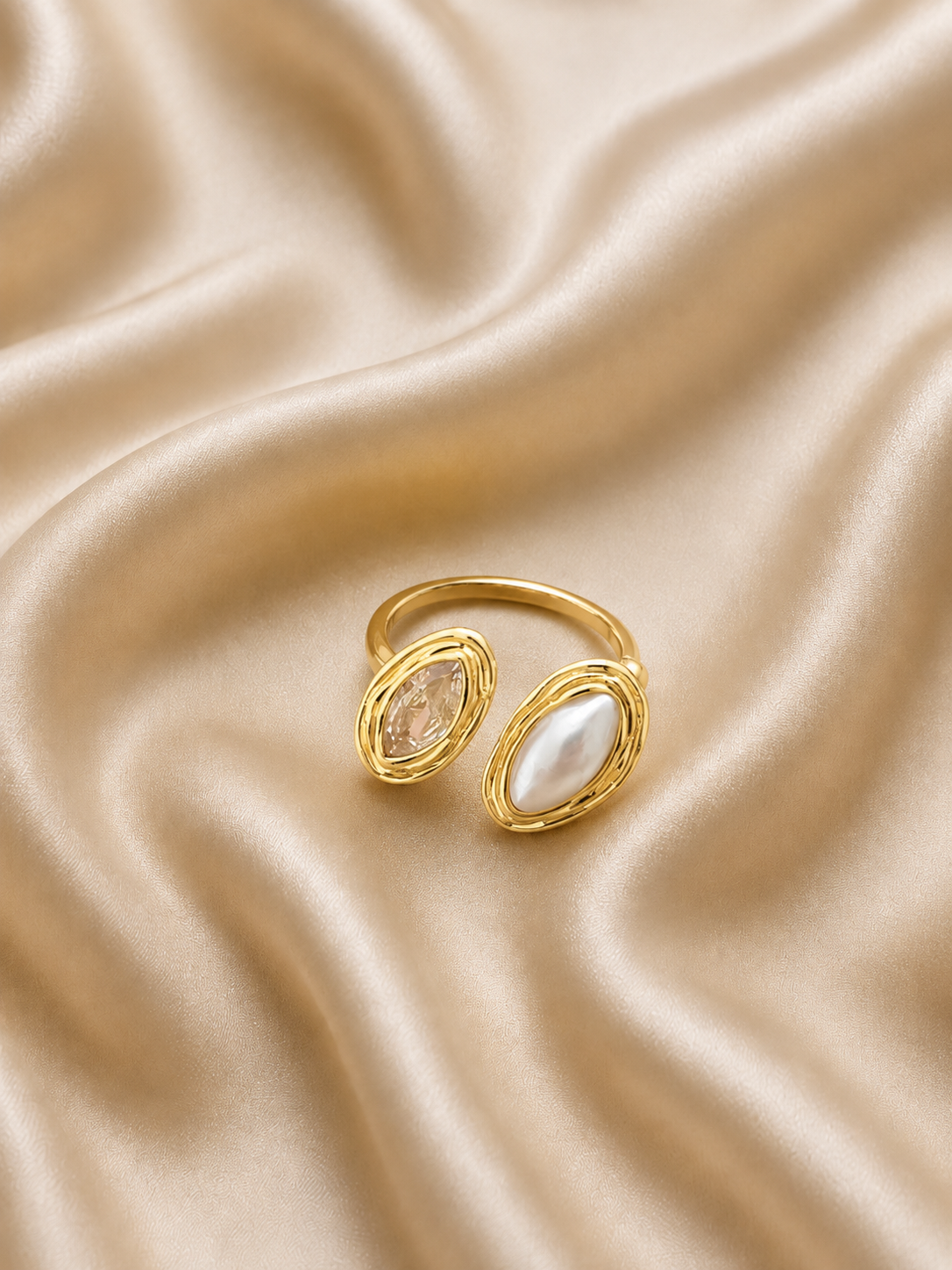 Marielle Pearl & Marquise Crystal Bypass Ring
