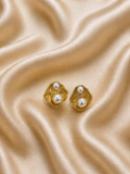 Vintage Textured Pearl Stud Earrings