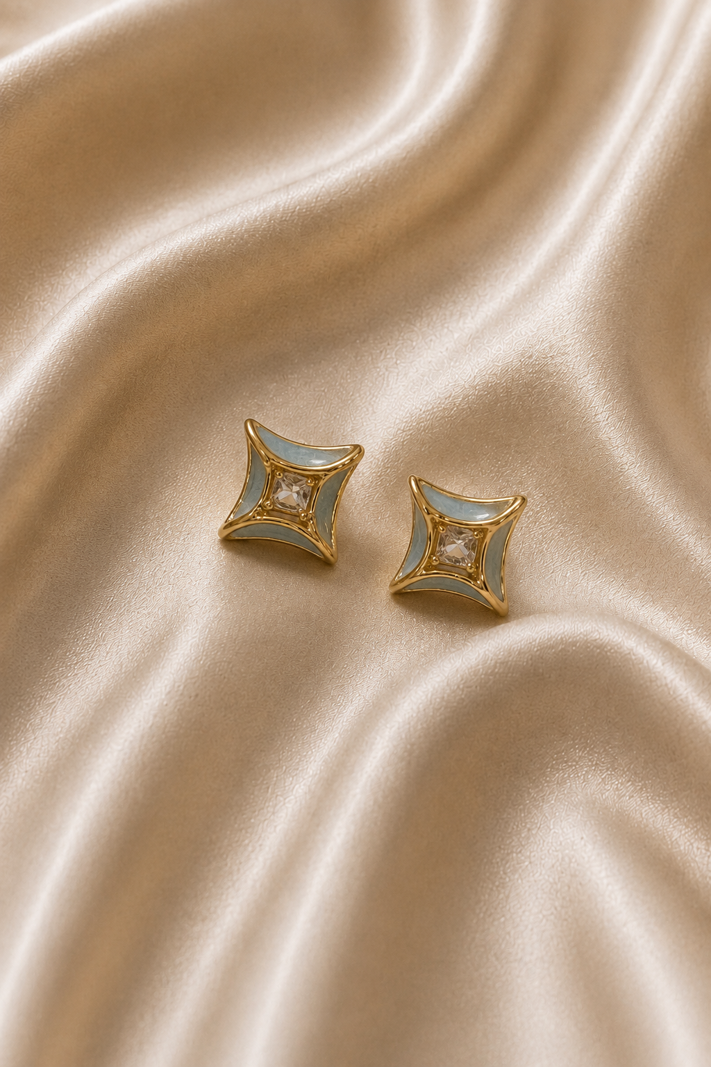 Ivory Halo Crystal Stud Earrings