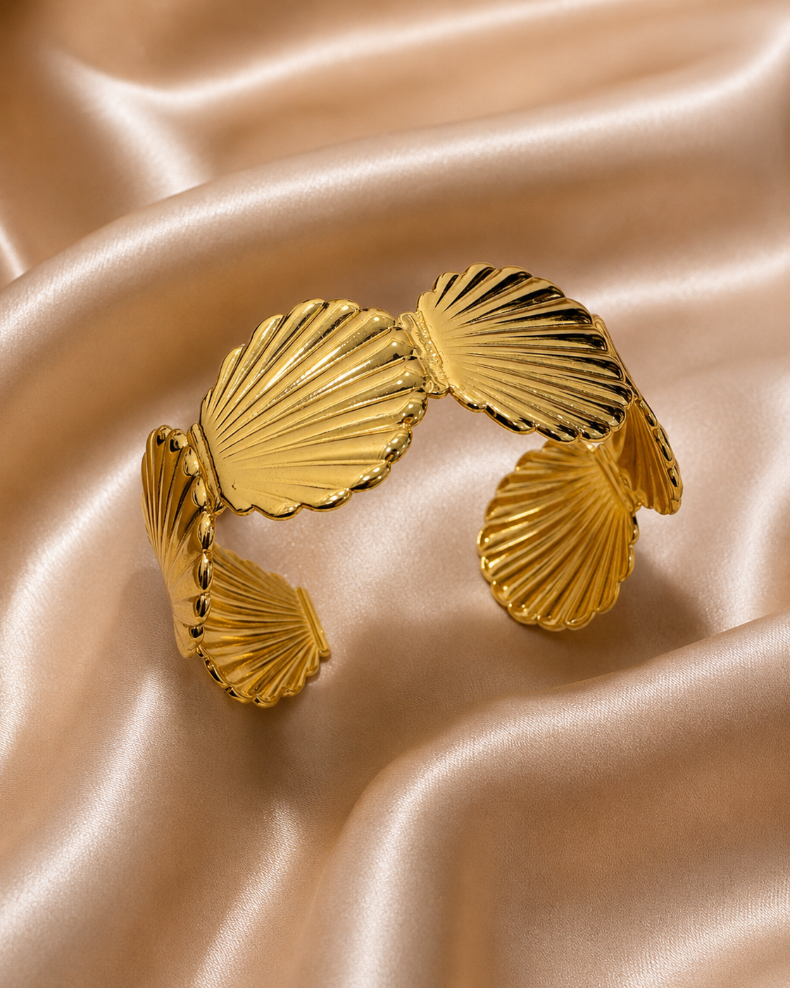 Golden Scallop Statement Bracelet