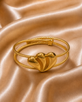 Golden Sculpted Heart Cuff Bracelet