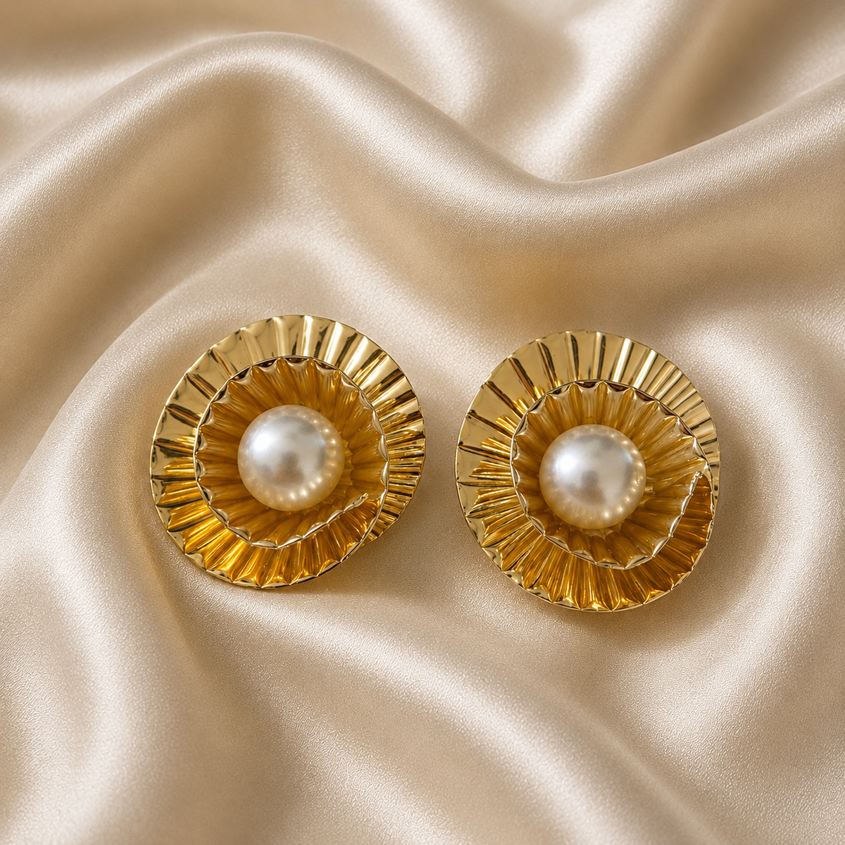 Solara Pearl Sunburst Stud Earrings