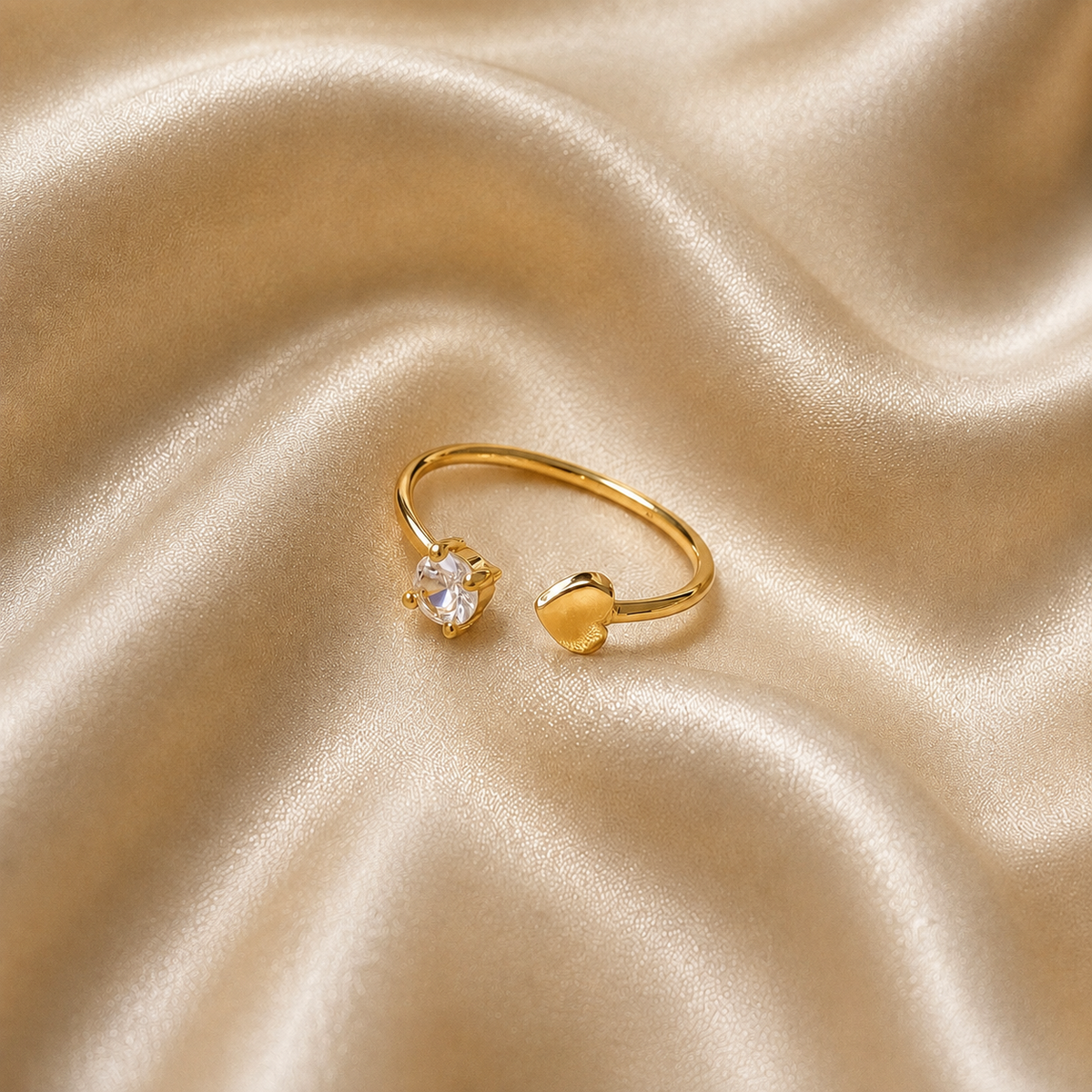 Amelie Heart & Round Crystal Bypass Ring