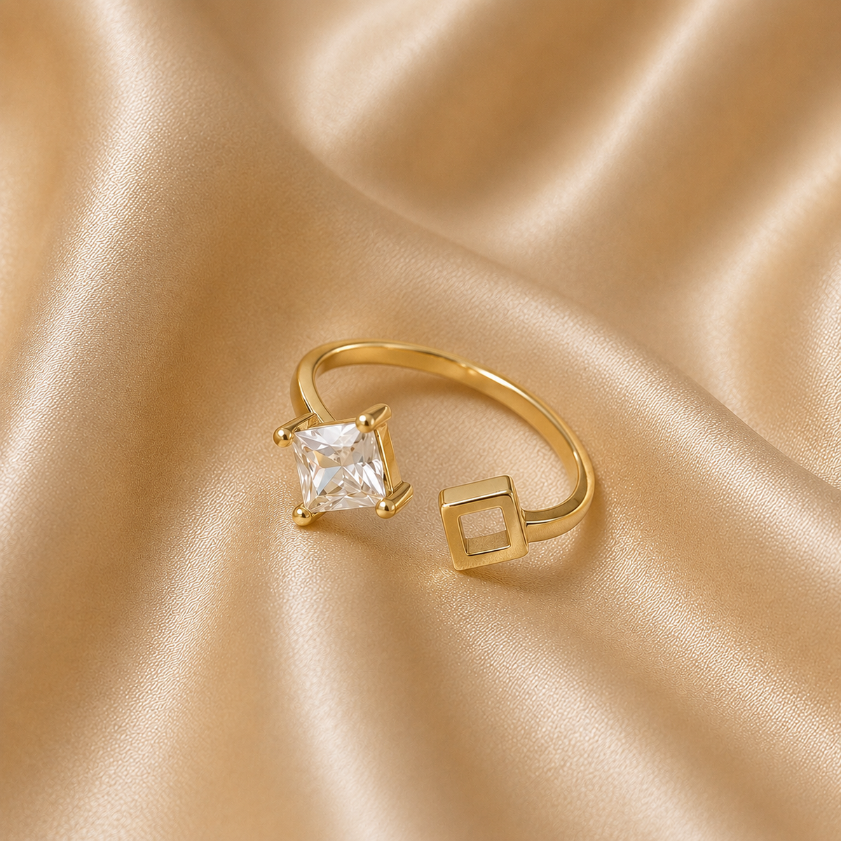 Clara Square Crystal Bypass Ring