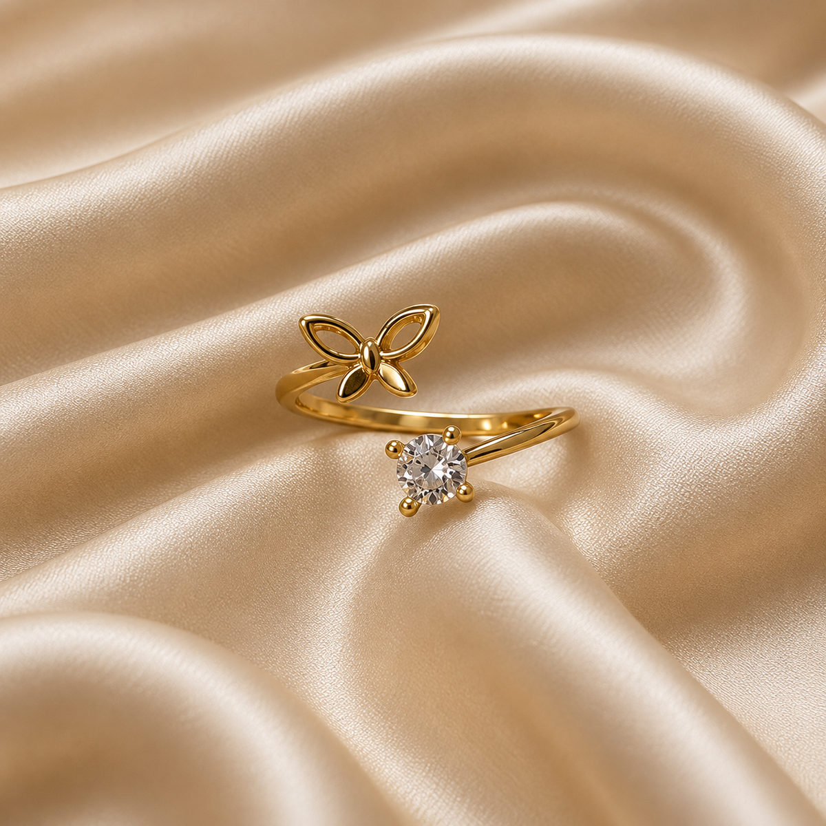 Elina Butterfly & Crystal Bypass Ring