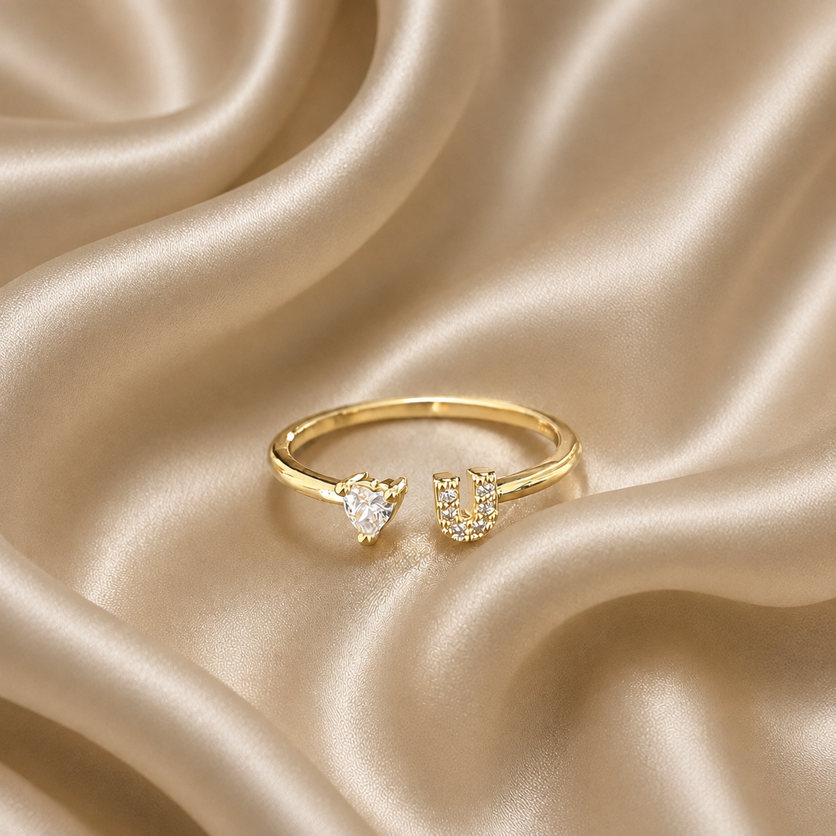 Love U Crystal Bypass Ring