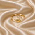 Willow Leaf & Crystal Bypass Ring