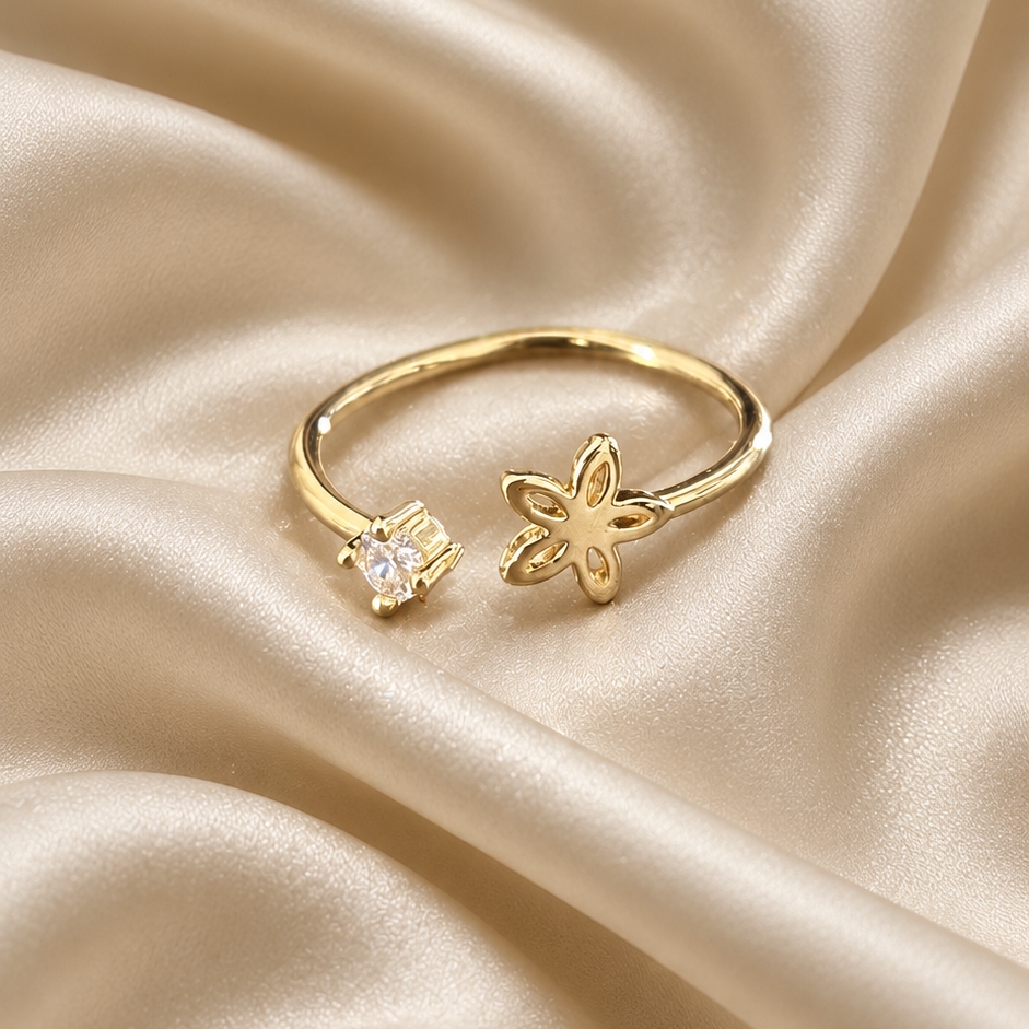 Florina Bloom & Crystal Bypass Ring