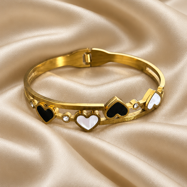 Monochrome Heart Crystal Bangle