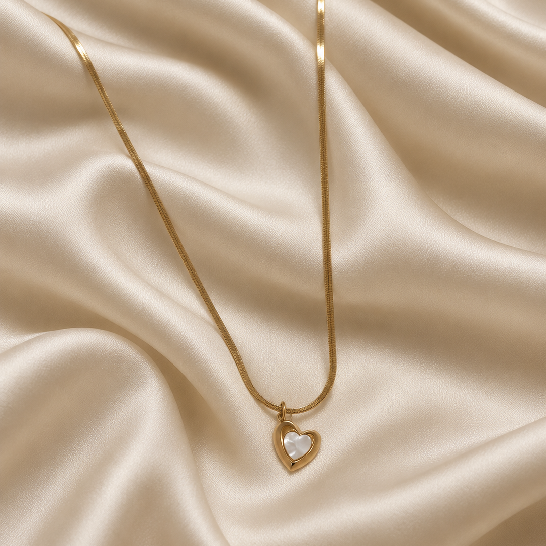 Amorette Pearlescent Heart Pendant Necklace