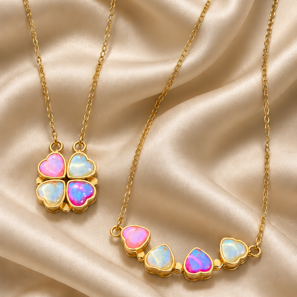 Aurora Magnetic Heart-to-Clover Necklace