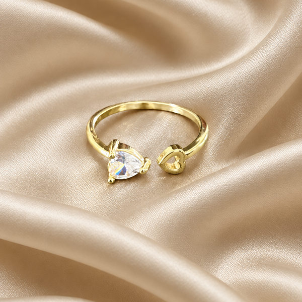 Celine Twin Heart Crystal Ring