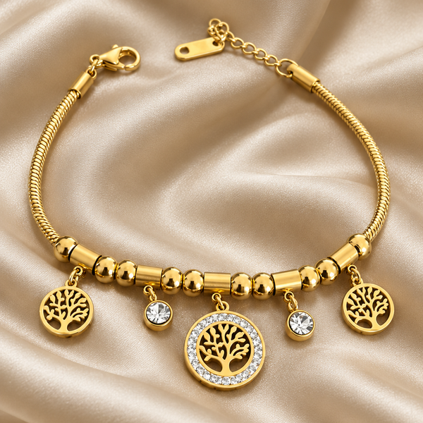 Eternia Crystal Tree of Life Charm Bracelet